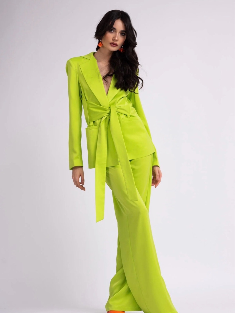 Bluzat Tie-Waist Green Blazer Jacket and Pant Set by Wolf & Badger